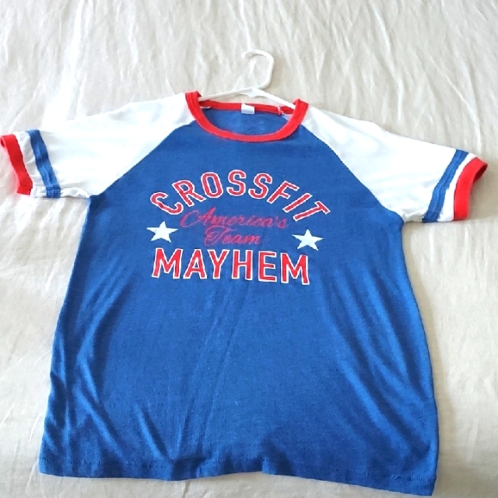 Crossfit Mayhem Alternative Blue and White Short Sleeve Unisex